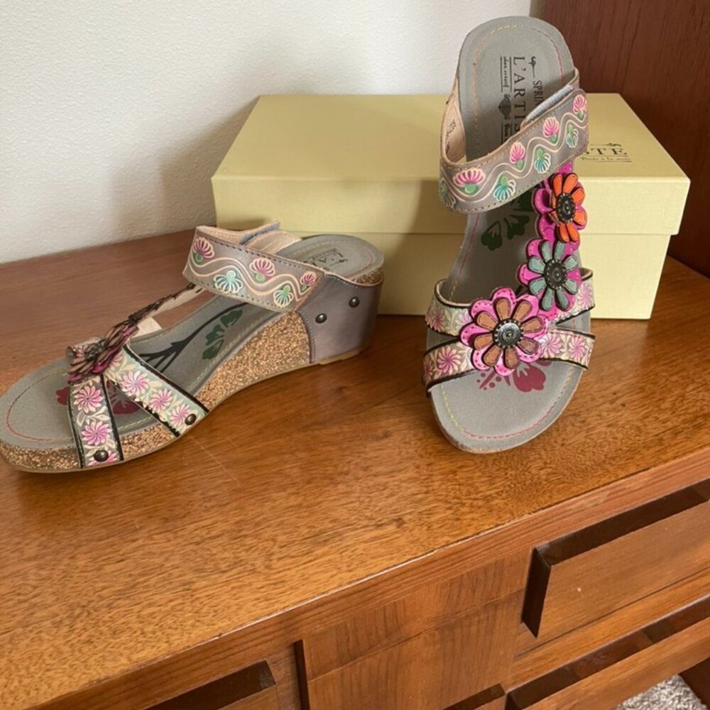 L' artiste Spring Step Women Delight Slide Sandal Floral Sandals - NWOT